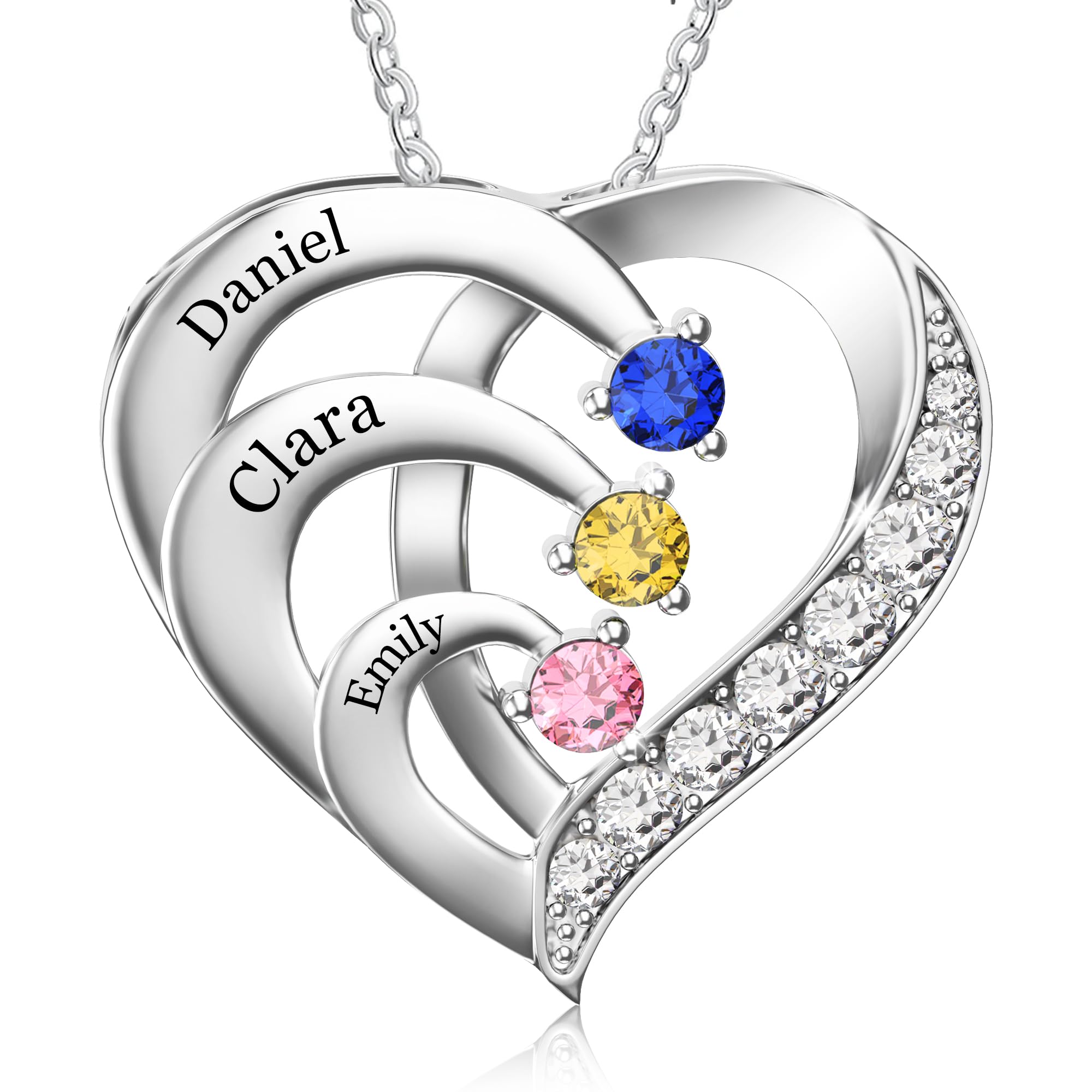 Easycosy Collana Personalizzata con Nome Inciso, Ciondolo a Cuore Personalizzato, Collana da Donna in Argento 925 per Mamma, Amica, Sorella, Moglie, Regalo per Natale Compleanno(2 nome)