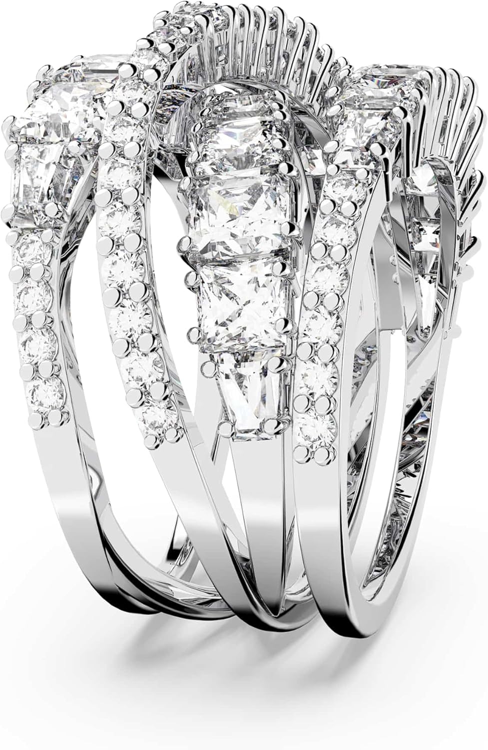 Swarovski Hyperbola bague, tailles mixtes, blanc, plaqué rhodium