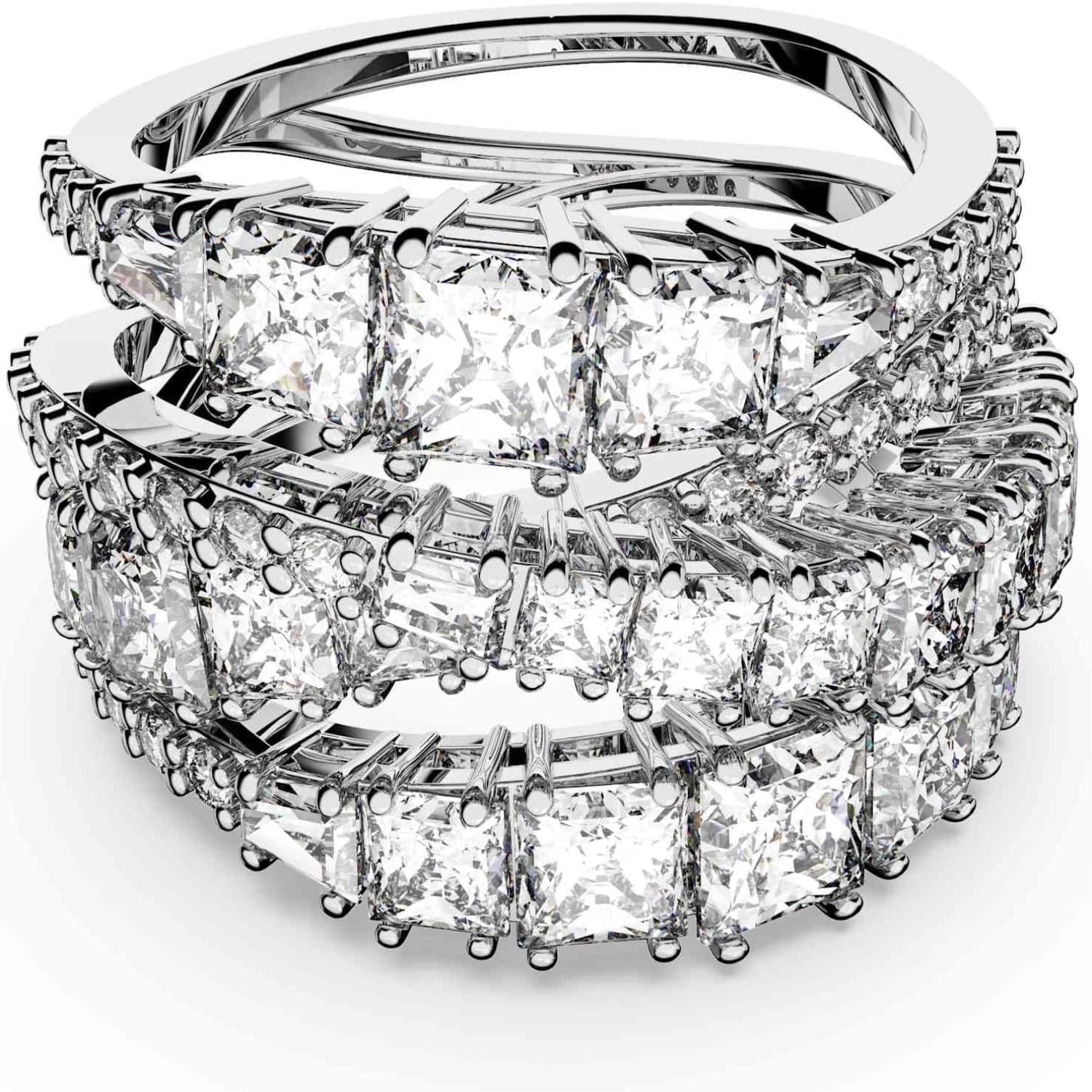 Swarovski Hyperbola bague, tailles mixtes, blanc, plaqué rhodium