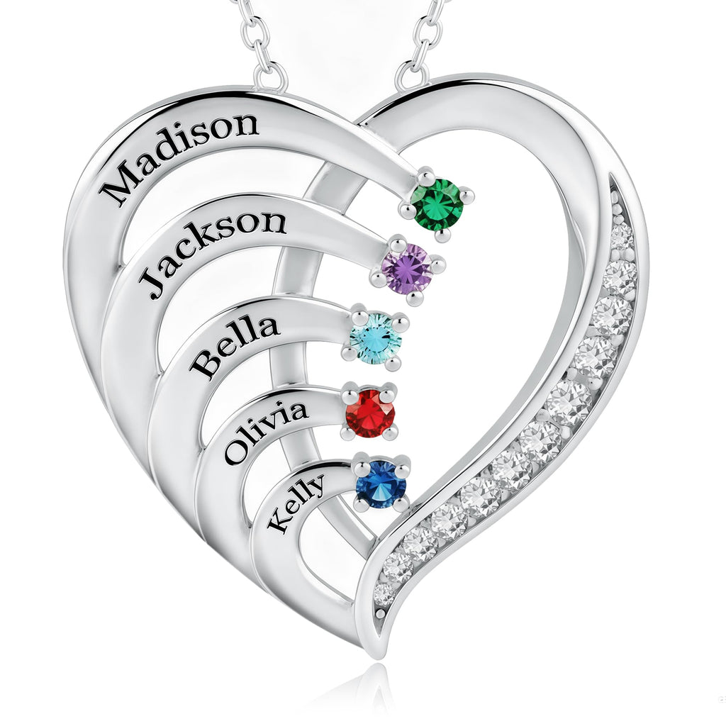 Easycosy Collana Personalizzata con Nome Inciso, Ciondolo a Cuore Personalizzato, Collana da Donna in Argento 925 per Mamma, Amica, Sorella, Moglie, Regalo per Natale Compleanno(2 nome)