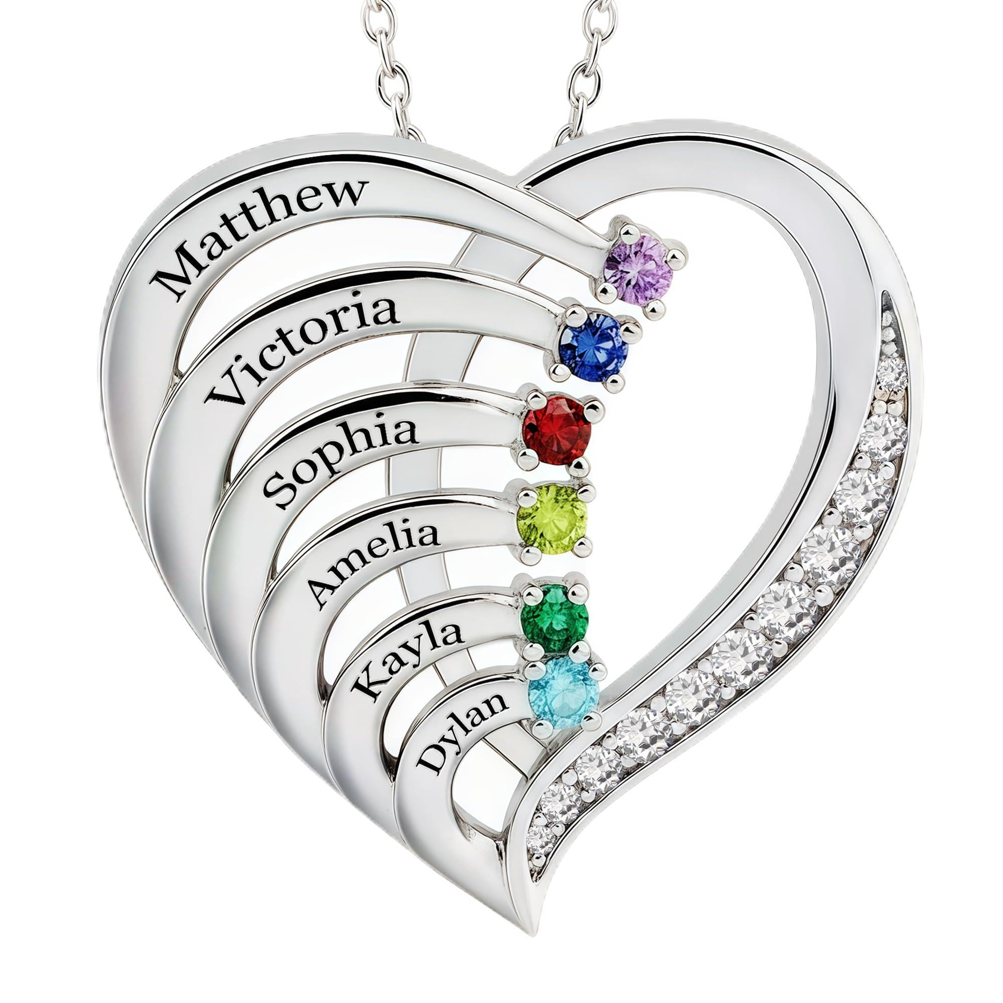 Easycosy Collana Personalizzata con Nome Inciso, Ciondolo a Cuore Personalizzato, Collana da Donna in Argento 925 per Mamma, Amica, Sorella, Moglie, Regalo per Natale Compleanno(2 nome)