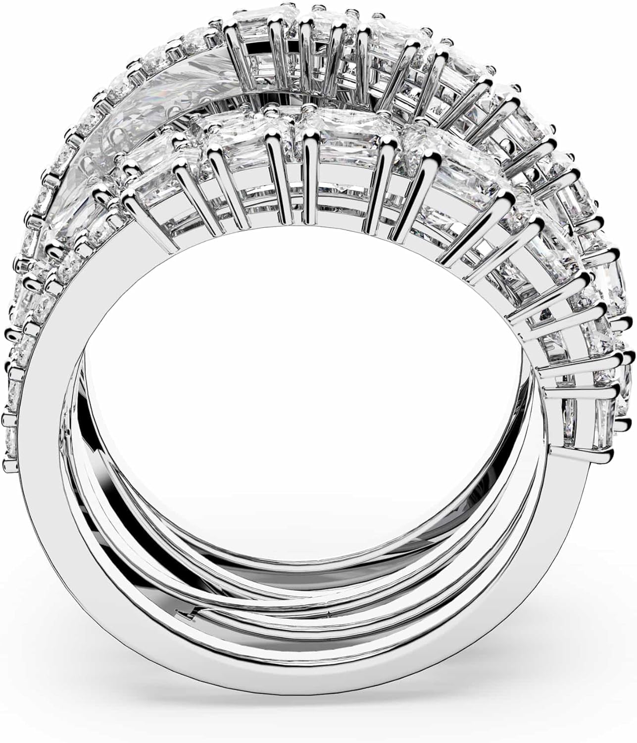 Swarovski Hyperbola bague, tailles mixtes, blanc, plaqué rhodium