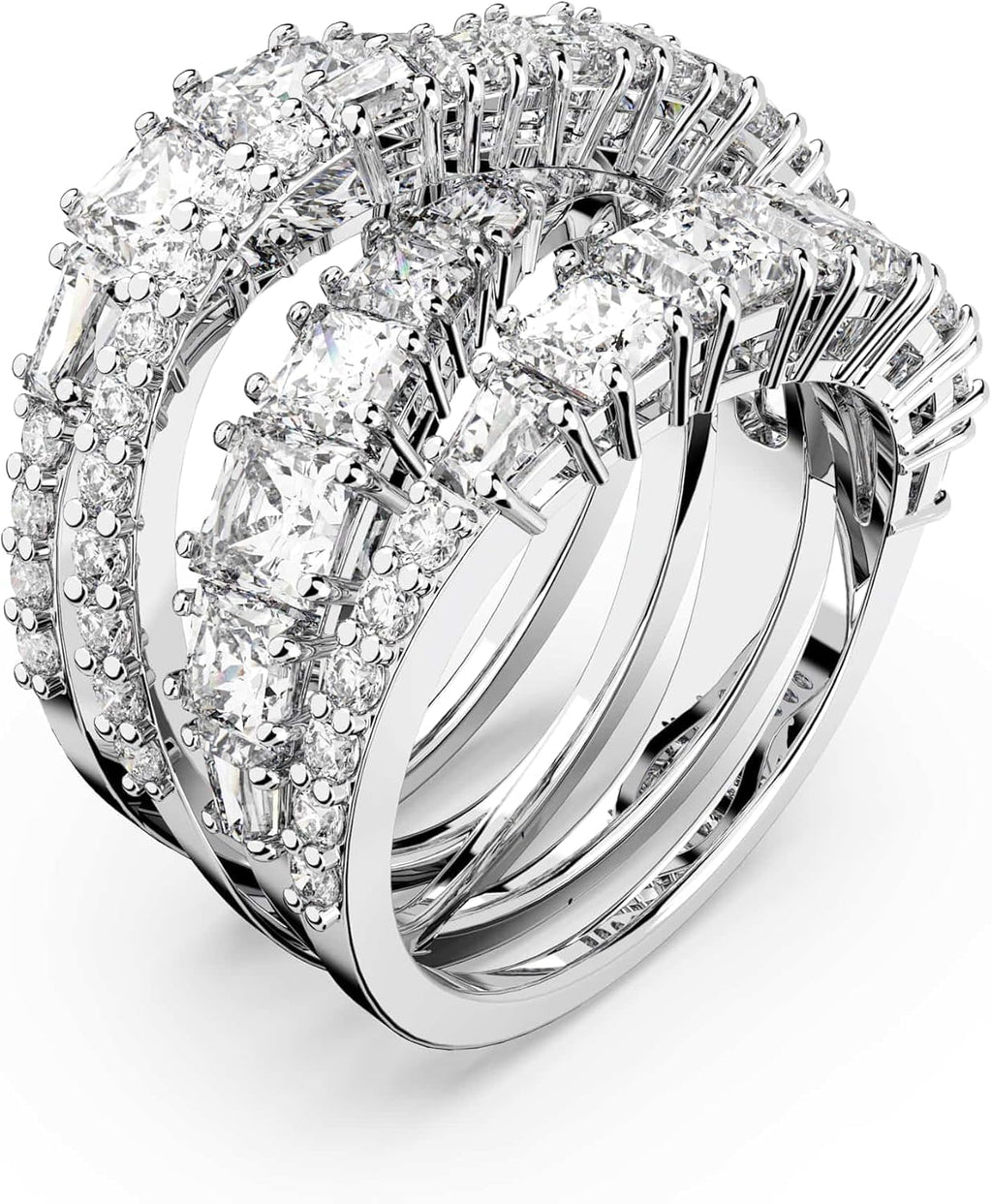 Swarovski Hyperbola bague, tailles mixtes, blanc, plaqué rhodium