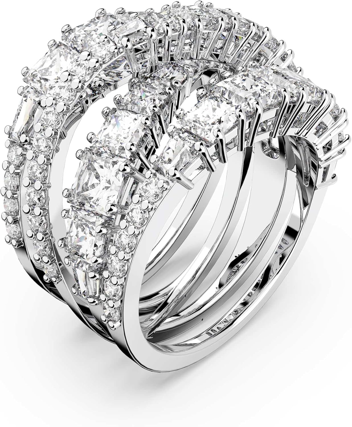 Swarovski Hyperbola bague, tailles mixtes, blanc, plaqué rhodium